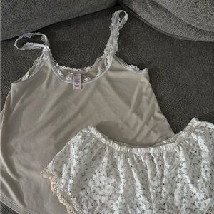 Victoria's Secret Cream Lace Trim Pajama Set